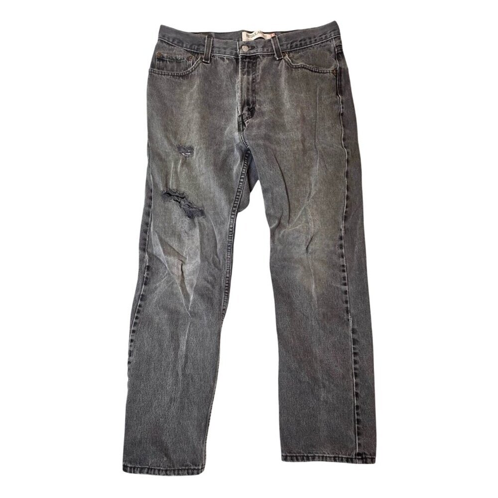 Men's Vintage Levi's 505 Regular Fit Jeans in a Distressed Gray Wash, size: 36W